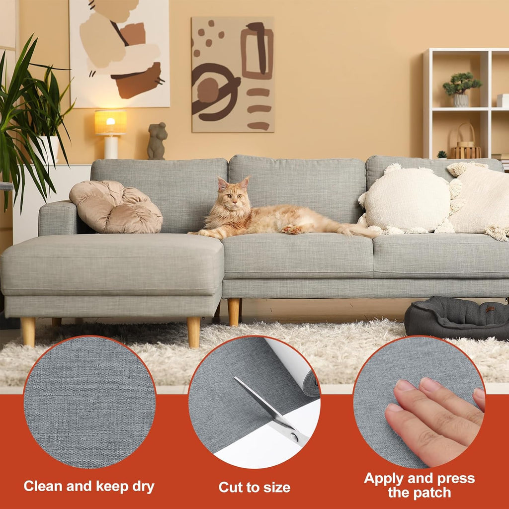 PATIKIL 70x6.2 Inch Linen Repair Tape, Repair Fabric Patch Self Adhesive Couch Patch Line Repair