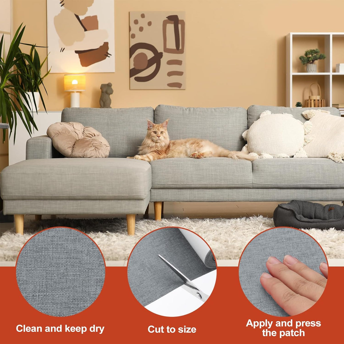 PATIKIL 70x4.4 Inch Linen Repair Tape, Repair Fabric Patch Self Adhesive Couch Patch Line Repair
