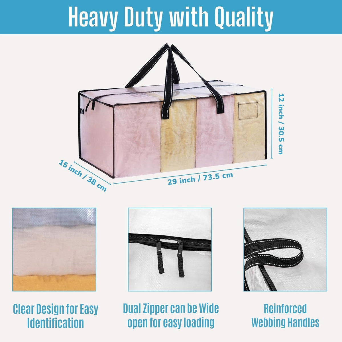 VENO 6 Pack Moving Bags Extra Large Storage Bags for College Move-In, Heavy-Duty Storage Totes