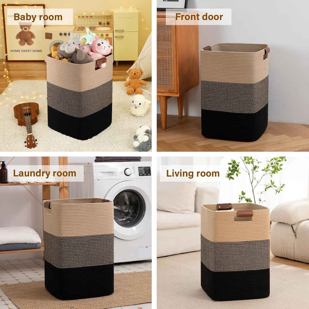 Laundry Hamper 96L Extra Large Laundry Basket, Woven Blanket Basket, Cotton Woven Storage Hamper