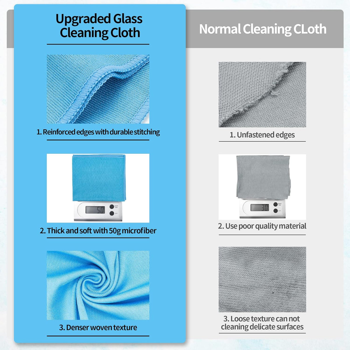 HOMERHYME Microfiber Glass Cleaning Cloth - 10 Pack Polishing Cloths, 16" x 14" Window Cleaning