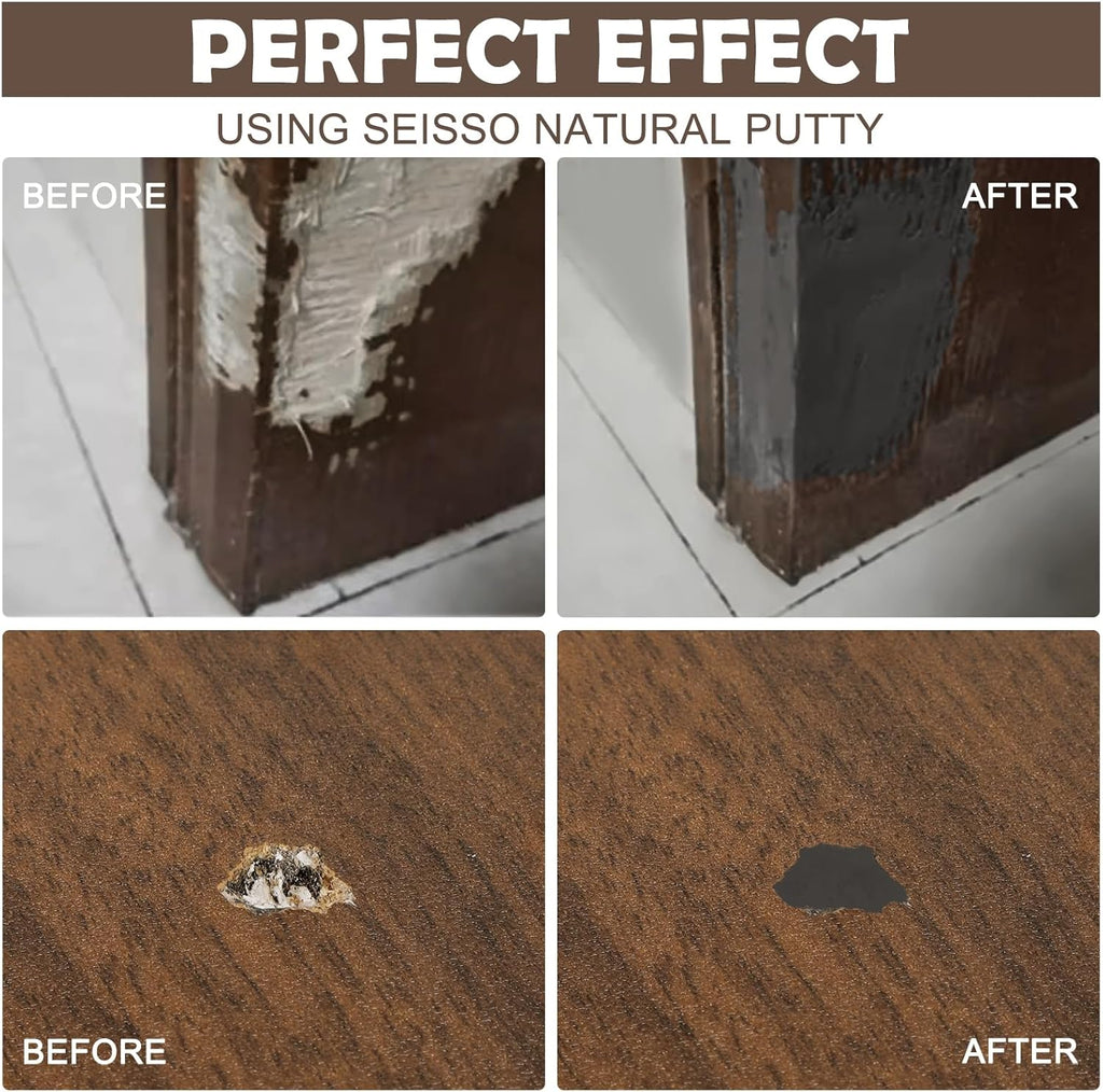 SEISSO Wood Putty, Gray Wood Filler Paintable, Wood Putty Outdoor Waterproof, Wood Repair Putty