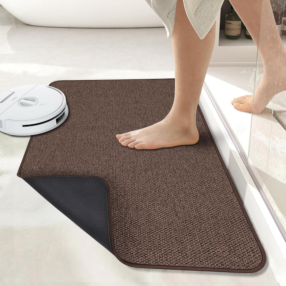 Bath Mat,Ultra Thin Bathroom Rugs,Rubber Bath Mats for Bathroom,No Slip Bath Rugs,Quick Dry,Machine