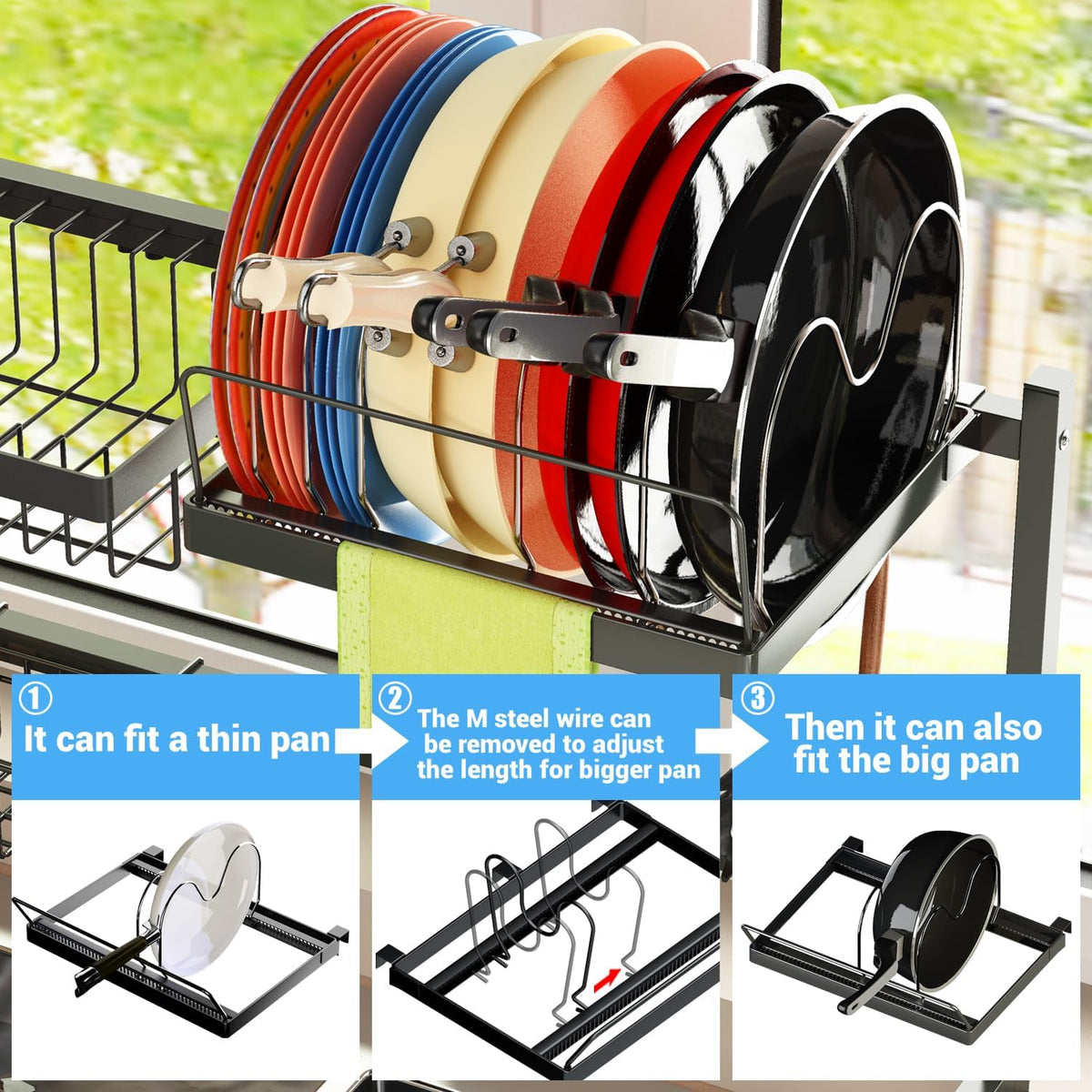ADBIU 【Fit Sink 24"- 35.6" L 2024 Over The Sink Drying Rack (Expandable Dimension) Snap-On Design 2