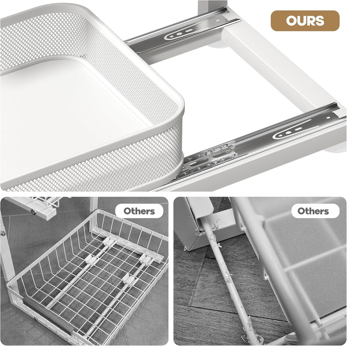 2-Pack 18.5 IN Depth Under Sink Organizer With Next-Gen Ball-Bearing Slides,Sophisticated Mesh