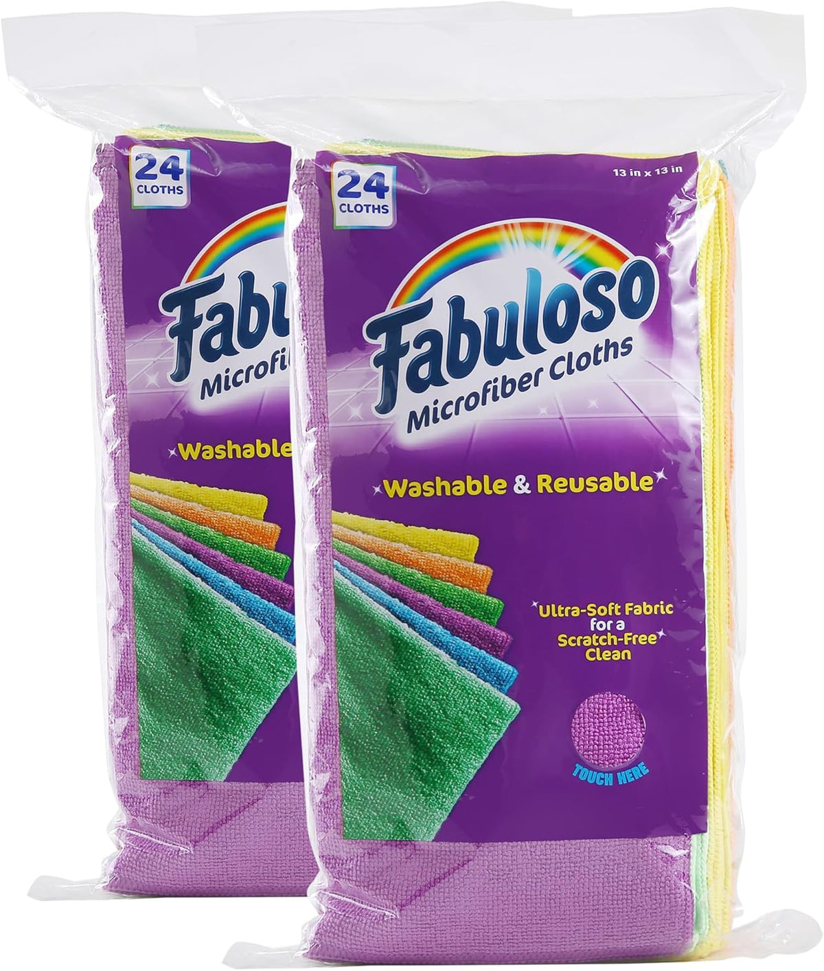 Fabuloso Microfiber Cleaning Cloths, Rainbow - Lint-Free, Scratch-Free Cleaning Cloths for Surfaces