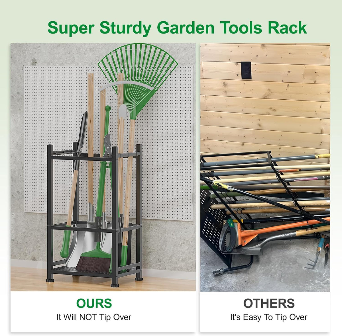 Dirza Garden Tool Organizer,Yard Tool Organizer for Garage Organization and Storage,Garden Tool