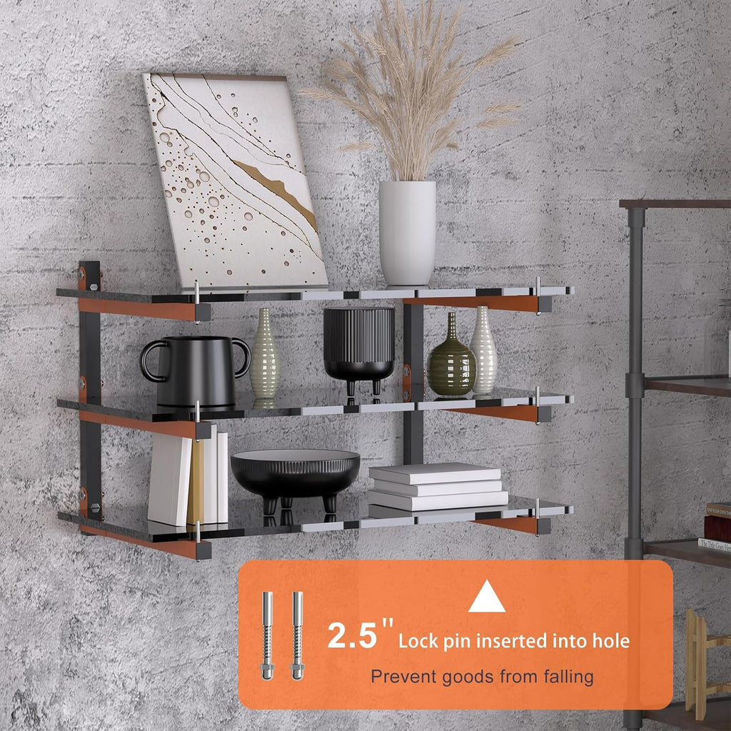 2 Pack Lumber Storage Rack, Wall Mount Wood Storage Racks, Heavy Duty 3-Level System Lumber Metal