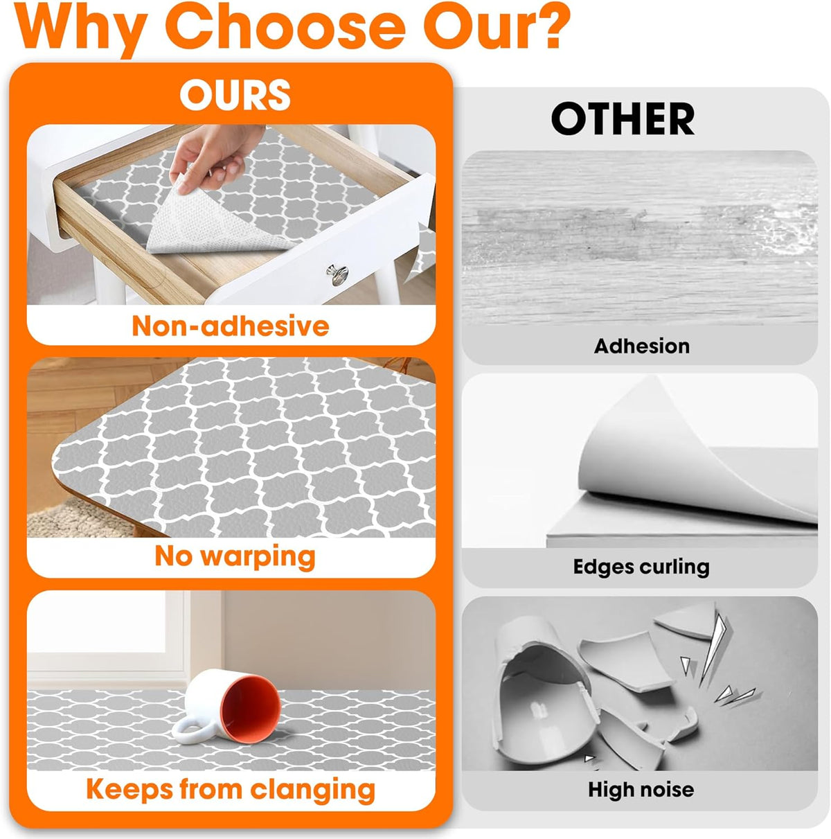 Shelf Liner for Kitchen Cabinets Non-Adhesive 12in X 10FT Cabinet Liners for Shelves Waterproof