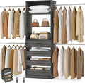 Aheaplus Closet System, 4-9 Ft Closet Organizer with 4 Wooden Drawers, Wood Closet Organizer System