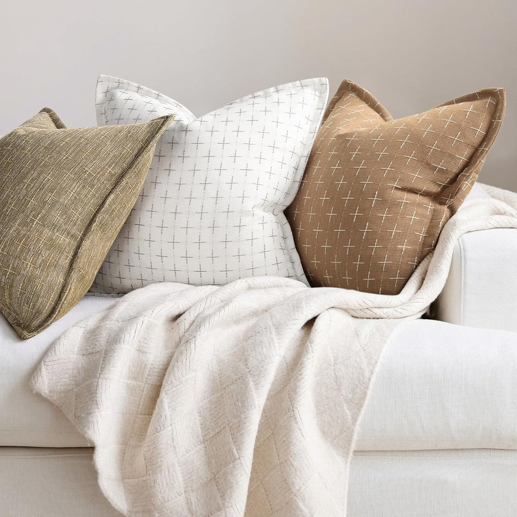 ZWJD Throw Pillow Pillow Covers 20x20 Set of 2 Soft Polyester Textured Pillow Covers with Stylish