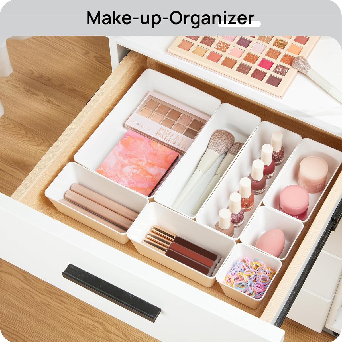 Vtopmart 25 PCS Plastic Drawer Organizers Set, 4-Size Versatile Bathroom and Vanity Drawer