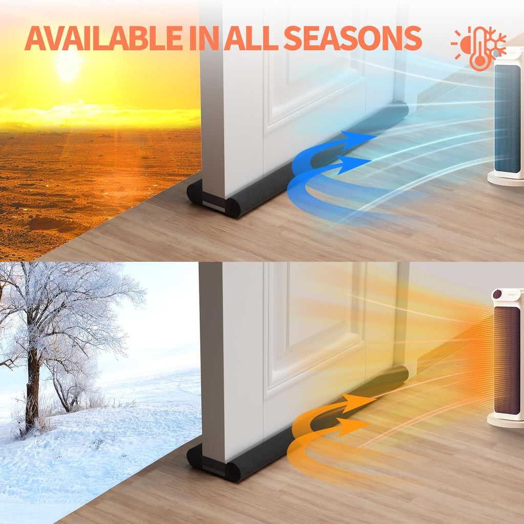 Door Draft Stopper for Bottom of Door, Under Door Gap Filler/Seal for Big Gap, No Folding Required