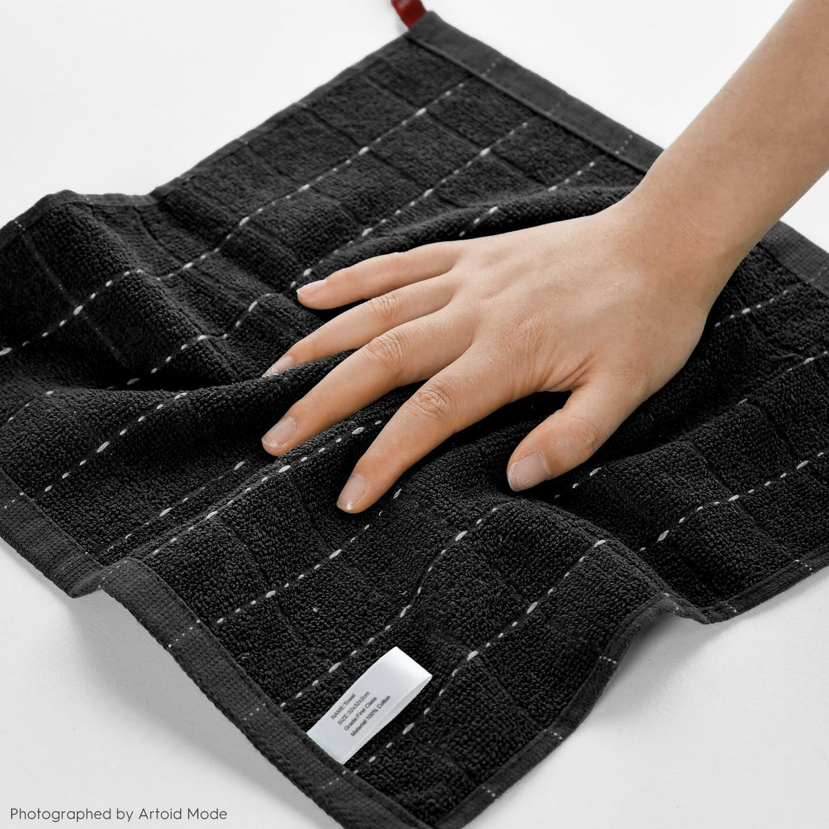 Artoid Mode Checkered Designed Cotton Black Grey Terry Kitchen Dish Cloths, 12x12 Inch Soft