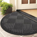 Smiry Half Circle Front Door Mat Outside Entrance, Heavy Duty Outdoor Indoor Natural Rubber