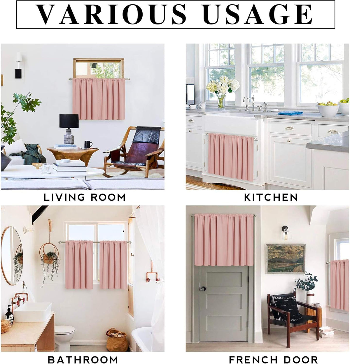 RYB HOME Peach Blush Rod Pocket Blackout Curtains for Bedroom Living Room Dining Baby Nursery