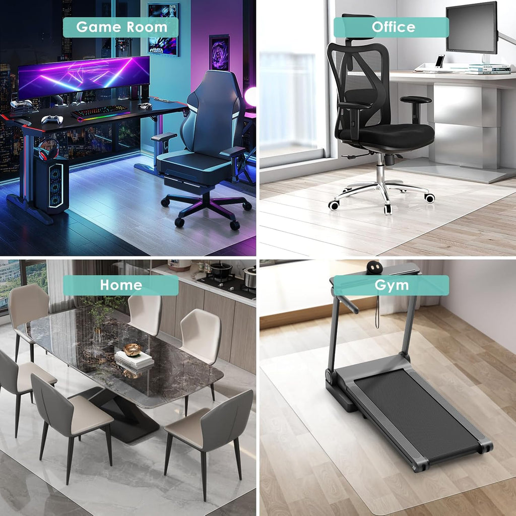 Vicwe Office Chair Mat for Hard Floor, 60"x48" Anti-Slip PVC Computer Chair Mat, Easy Glide for