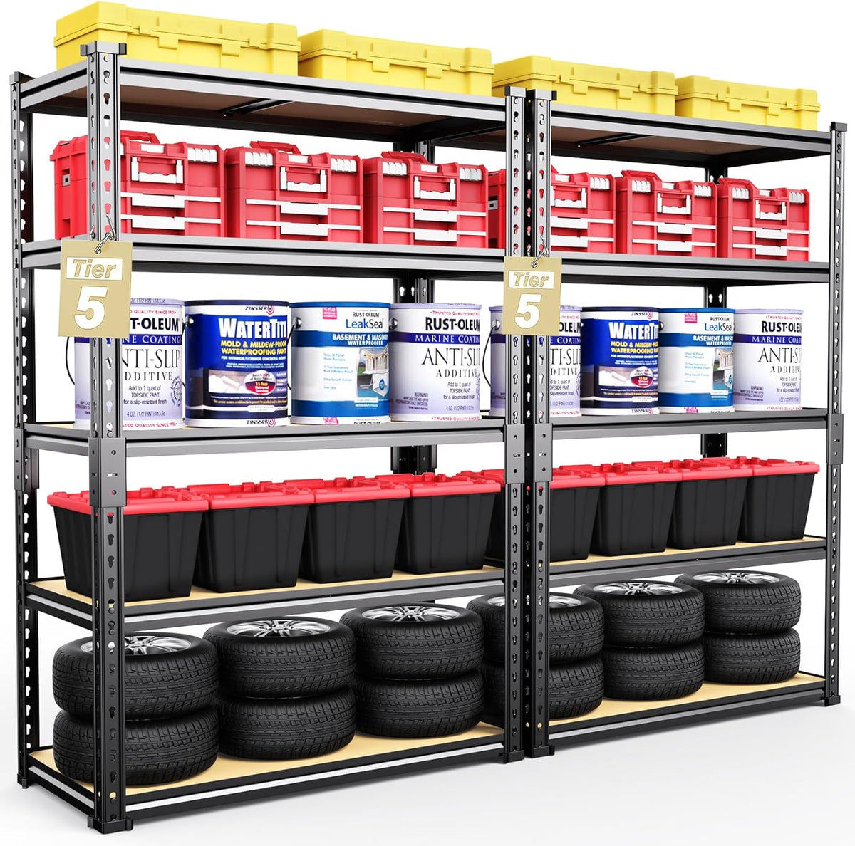 TigerParty 2050LBS Heavy Duty Garage Shelving, 5-Tier Adjustable Storage Shelves, Metal Shelving