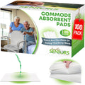 Commode Absorbent Pads for Bedside Commode Liners - 100 Pads for Portable Toilet Bags- No More Days