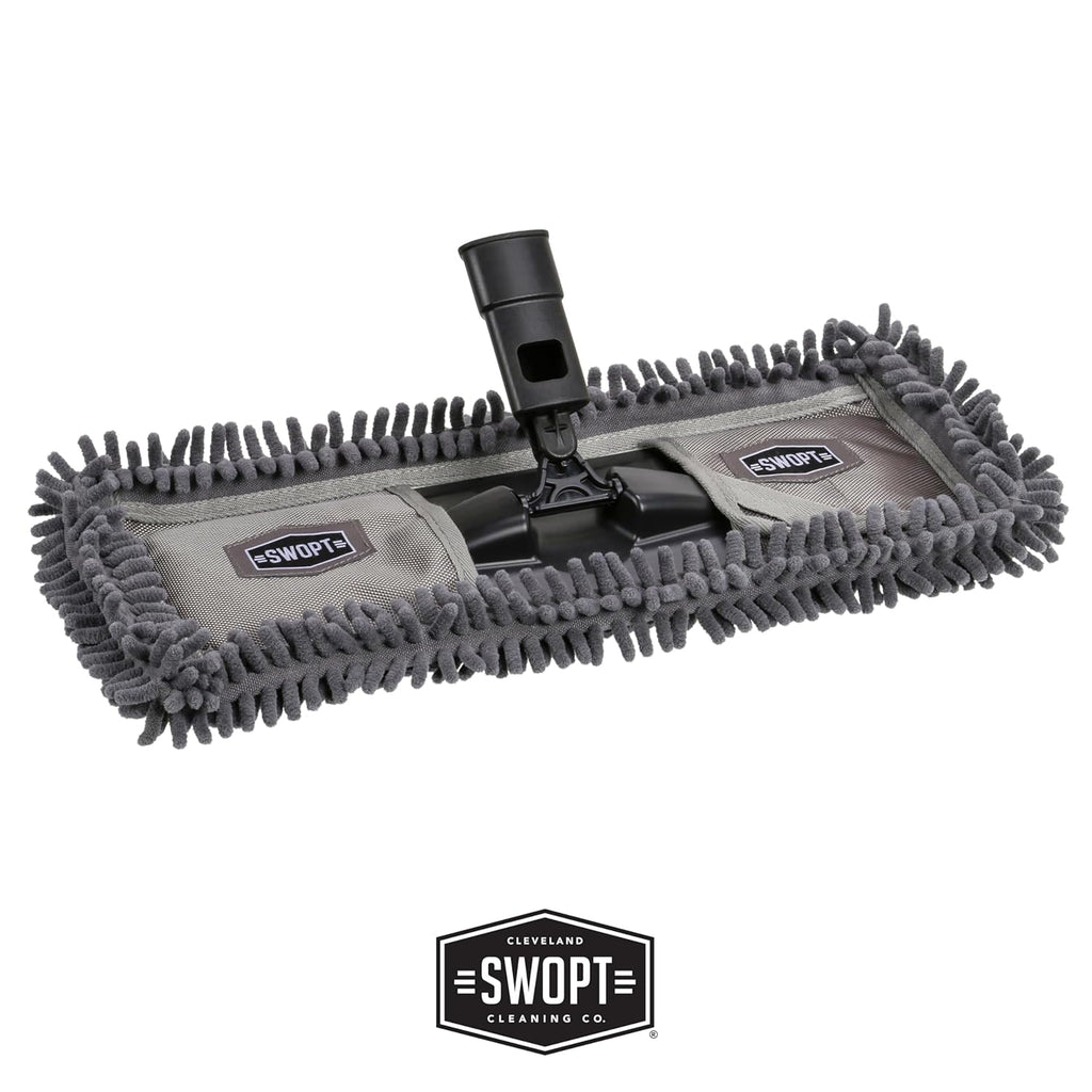 SWOPT 18” Microfiber Dust Mop, Microfiber Flexible Duster, Cotton Mop + 60" Steel Handle, Combo