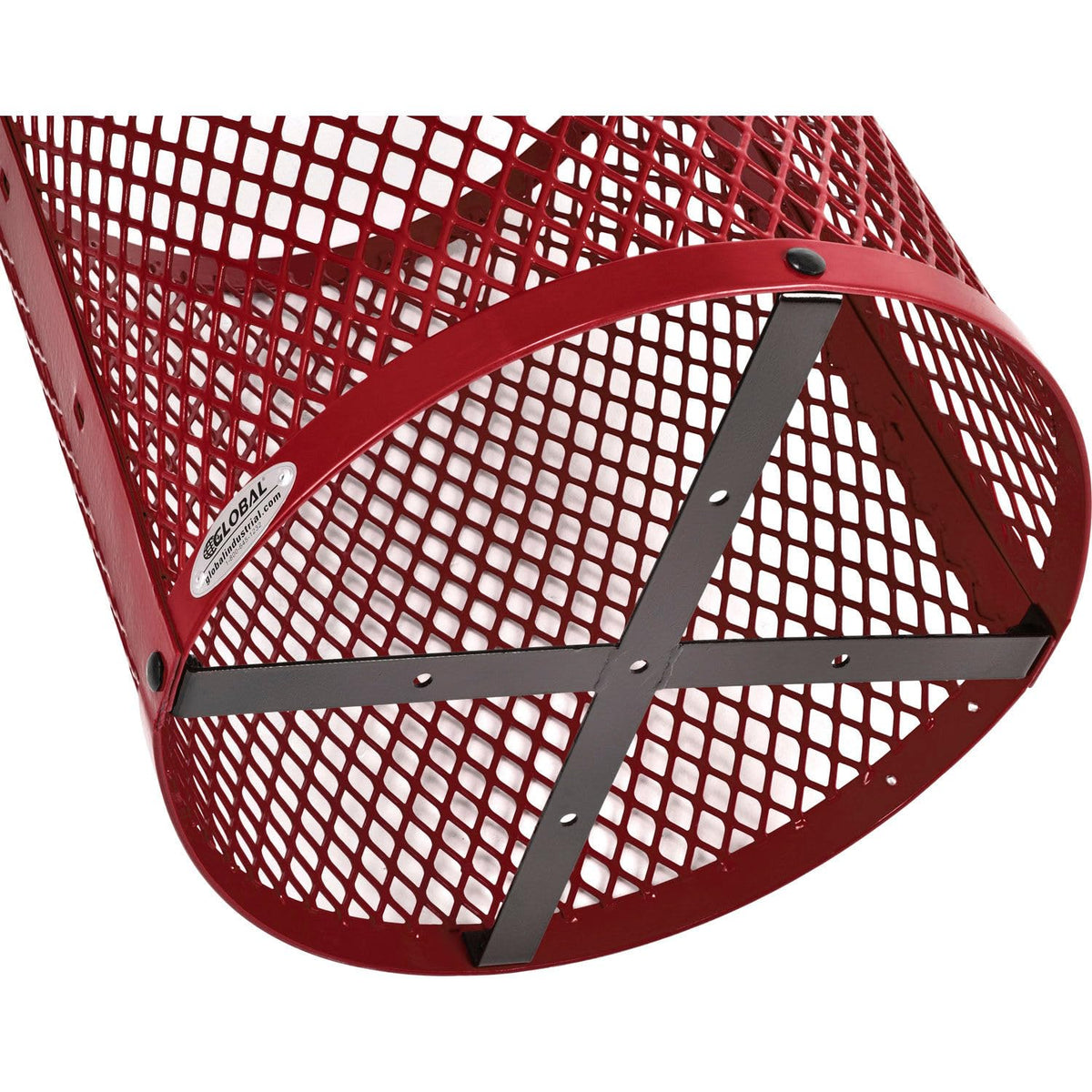 Global Industrial Outdoor Diamond Steel Trash Can with Flat Lid and Plastic Liner, 36 Gallon