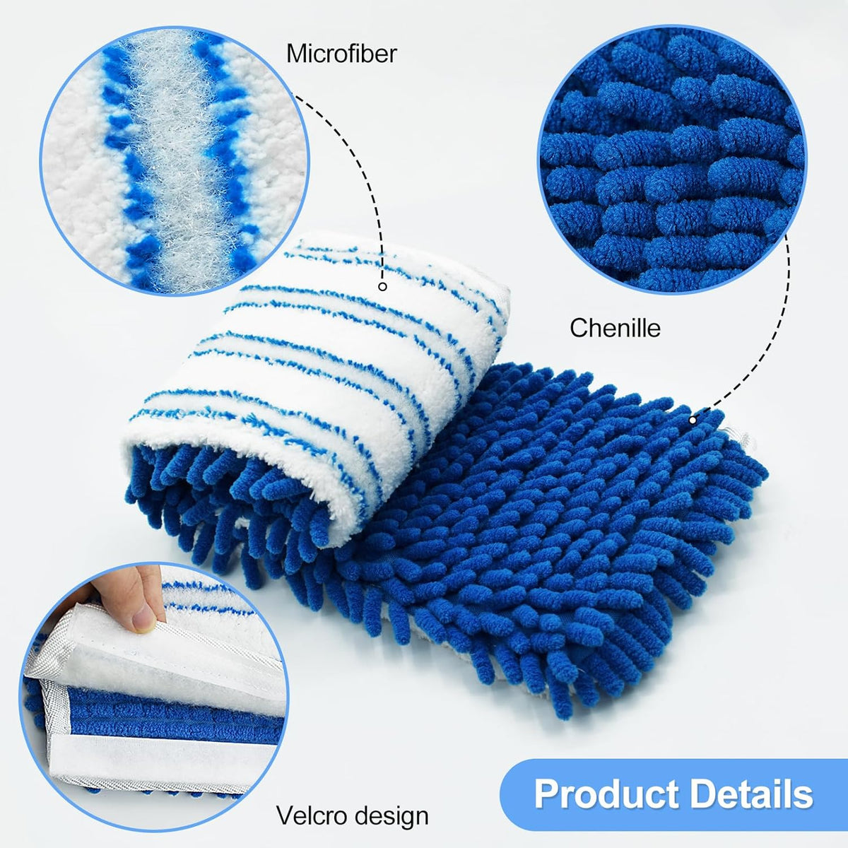 3 Pack Mop Heads Replacements for Ocedar Dual-Action Microfiber Flip Mop, Double Sided Mop Replace