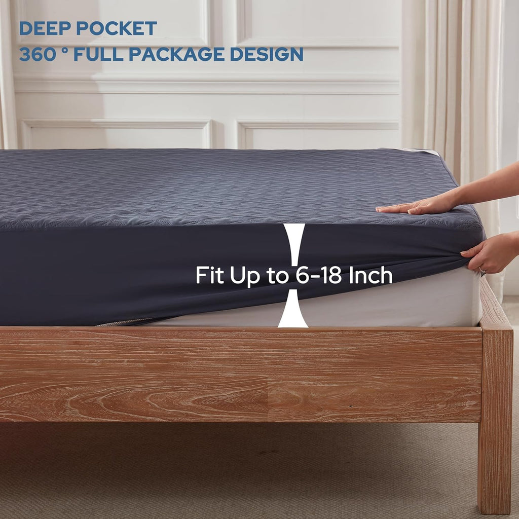 BEDLORE Waterproof Mattress Protector, Queen Size Noiseless Mattress Pad with Deep Pocket 6"-18"