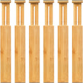VaeFae Adjustable Bamboo Drawer Dividers, Expandable Drawer Organizer for Kitchen, Bedroom