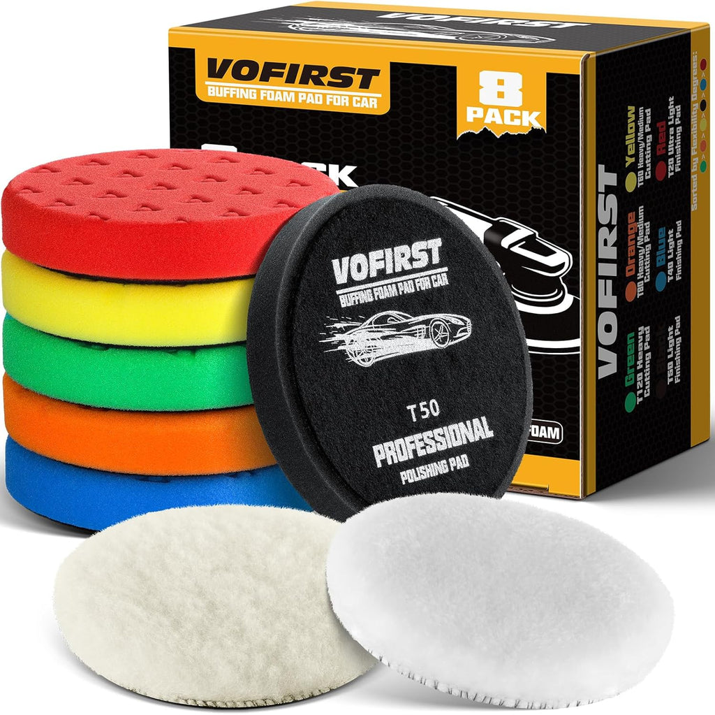 8 Pcs Polishing Pads, Buffing Pads 5.5 Inch 138mm for 5 Inch Backing Plate, High-Density & Reusable
