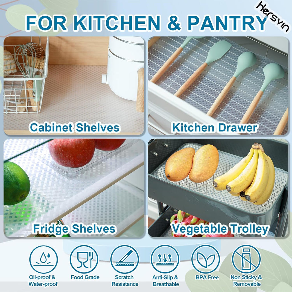 Shelf Liners 16 in x 20 ft EVA Drawer Mats, Non-Adhesive Cupboard Protector, Kitchen Cabinet Lining
