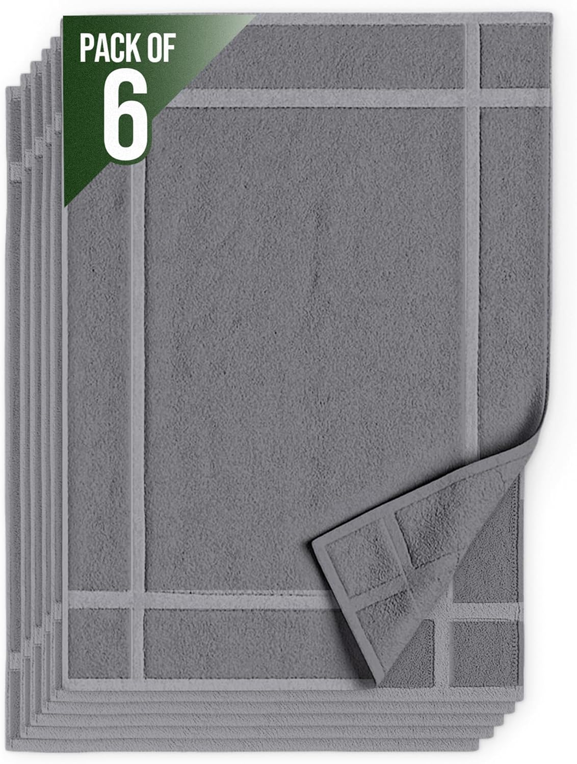 Pearl Linens Pack of 6 100% Cotton Bath Mat 20x30 inches, Soft & Absorbent Quick Dry Bathroom Mat