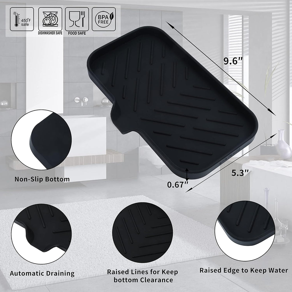 Silicone Bathroom Soap Dishes with Drain Spout-Bathroom and Kitchen Sink Organizer,Sponge