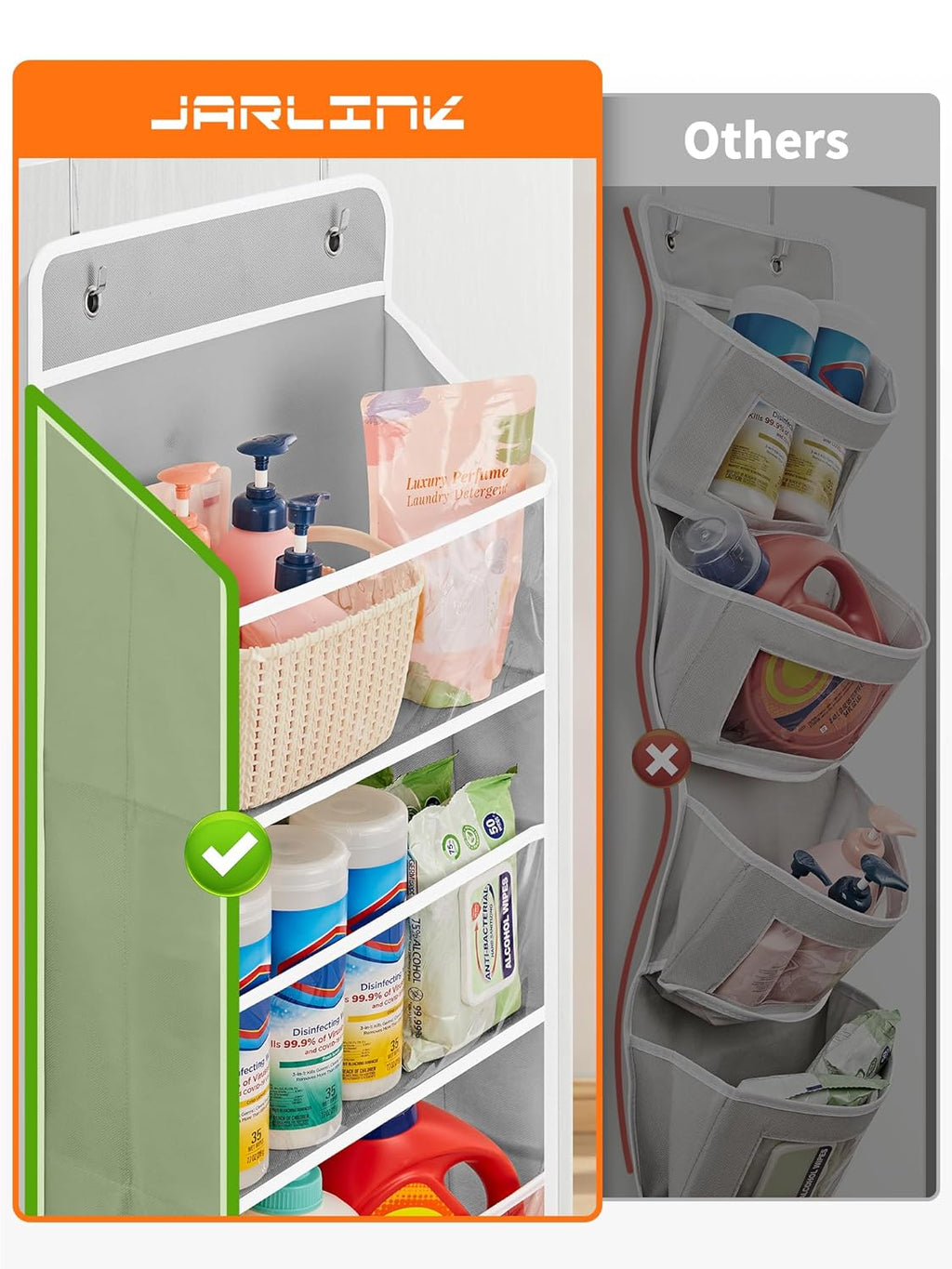 JARLINK 2 Pack Toy Stuffed Animal Storage, Over The Door Organizer W/Clear View Windows, 44lb Load