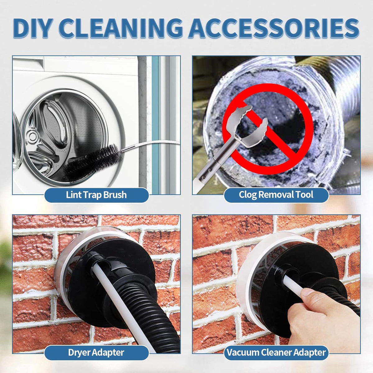 Bluesea 7 Pieces 30 Feet Dryer Vent Cleaner Kit, Reinforced Nylon Dryer Vent Cleaning Kit, Durable