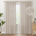 YoungsTex Natural Linen Curtains 80 Inch Length for Living Room, Light Filtering Burlap Textured