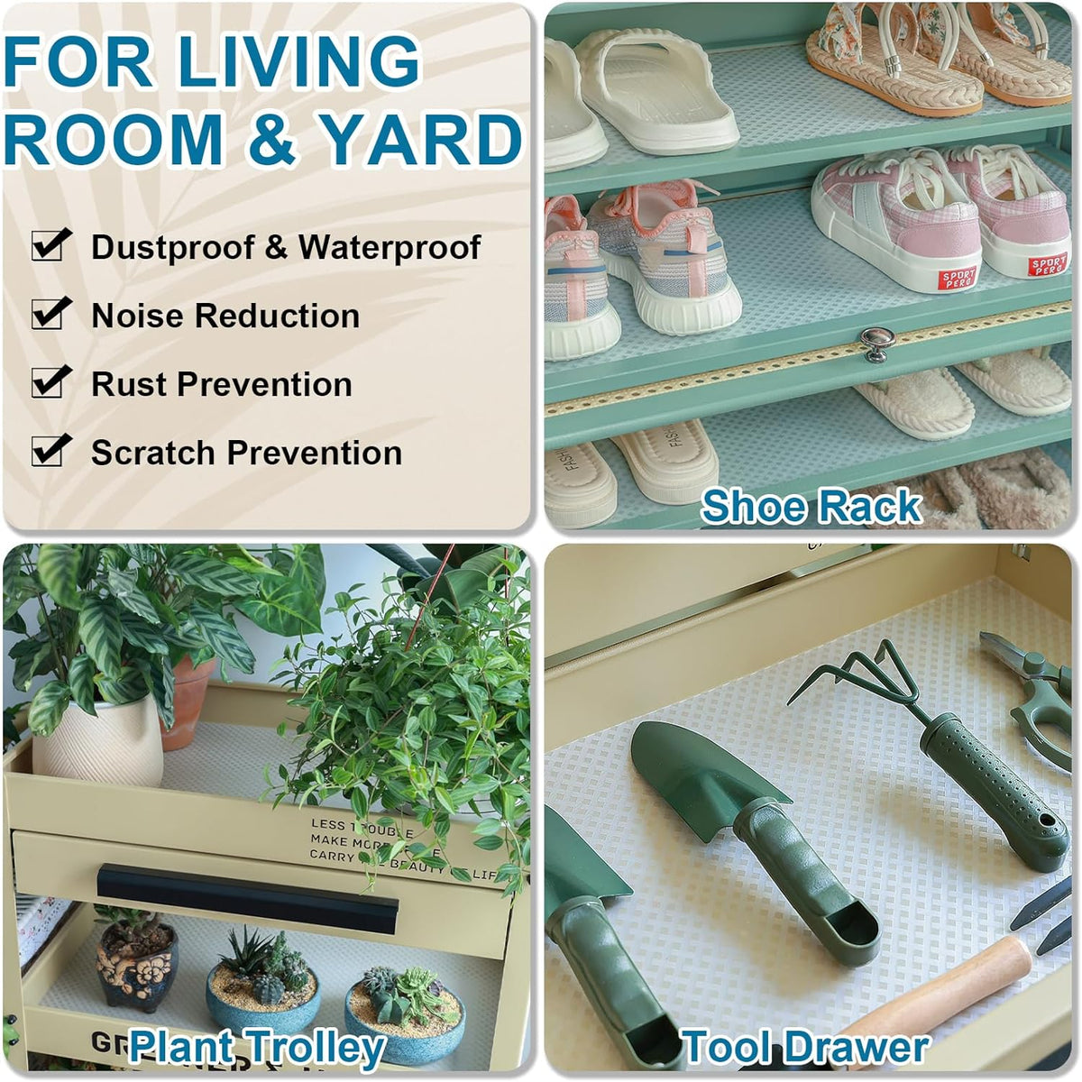Shelf Liners 16 in x 20 ft EVA Drawer Mats, Non-Adhesive Cupboard Protector, Kitchen Cabinet Lining