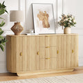 63" Tambour Dresser for Bedroom with 3 Drawers, Modern Chest of Drawers with Sliding Doors & 8