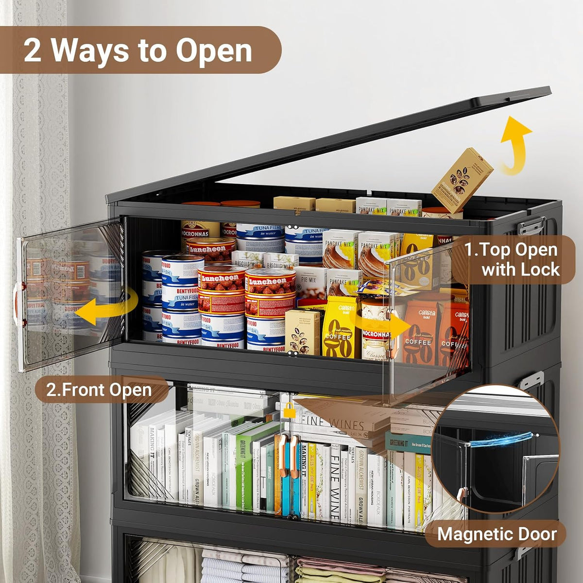 165Gal Plastic Stackable Storage Bins with Lid, 660QT Extra Large Closet Organizers Collapsible