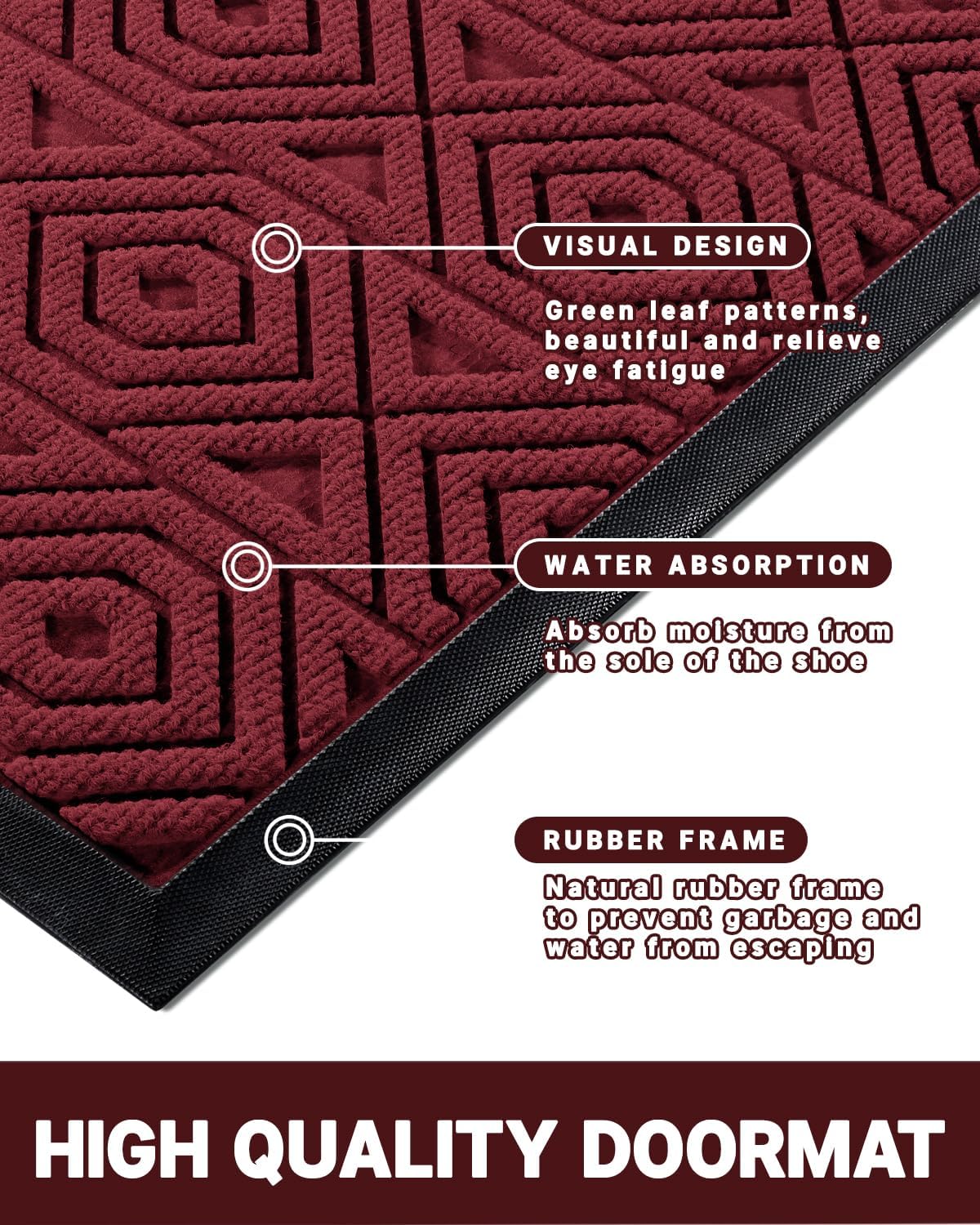 Yimobra Door Mat, Outdoor Indoor Entrance Welcome Mat, Heavy Entry Front Door Mat, Stain & Fade