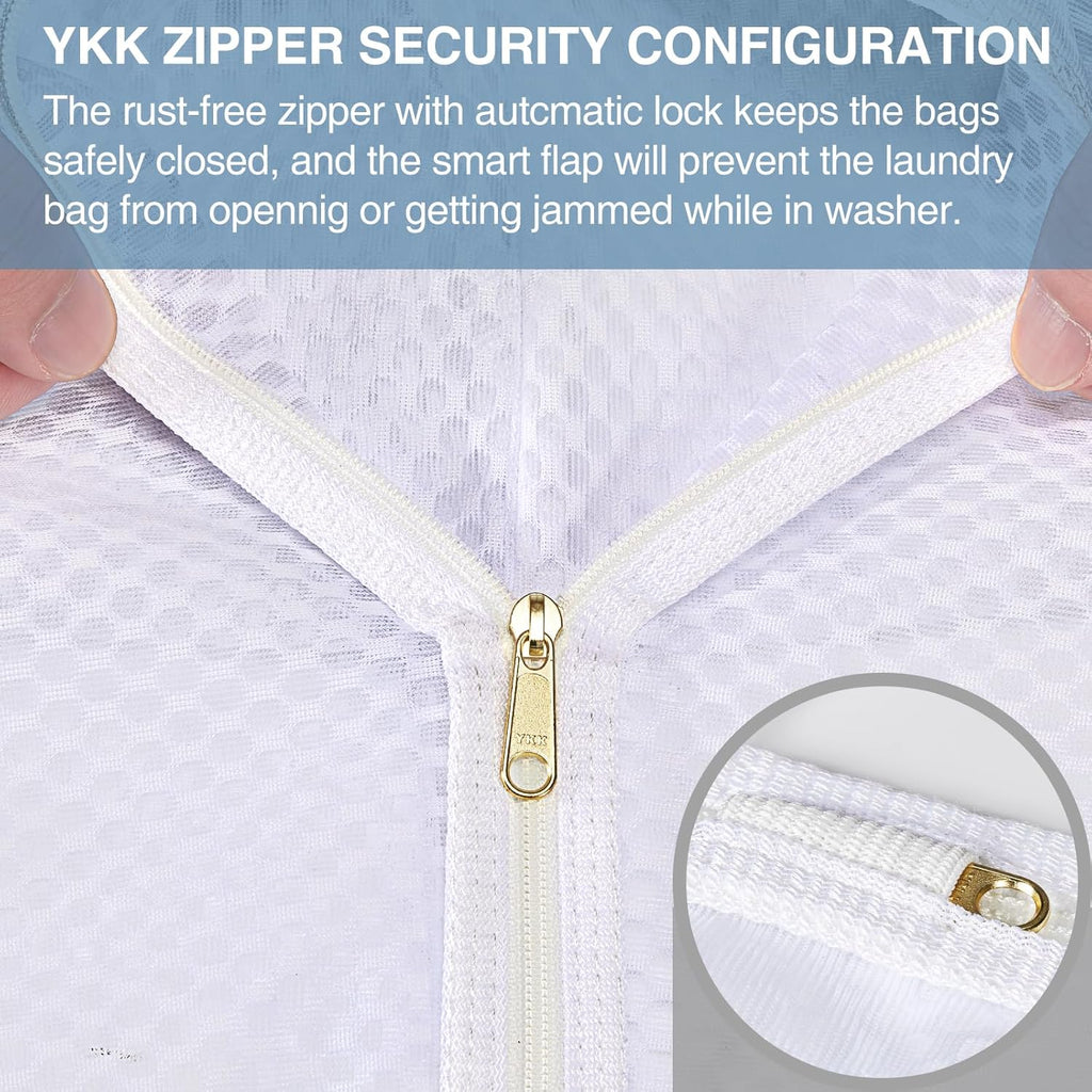 3 pcs Durable Honeycomb Mesh Laundry Bags for Delicates 2 Large (16" x 19") 1 Medium (12" x 15")