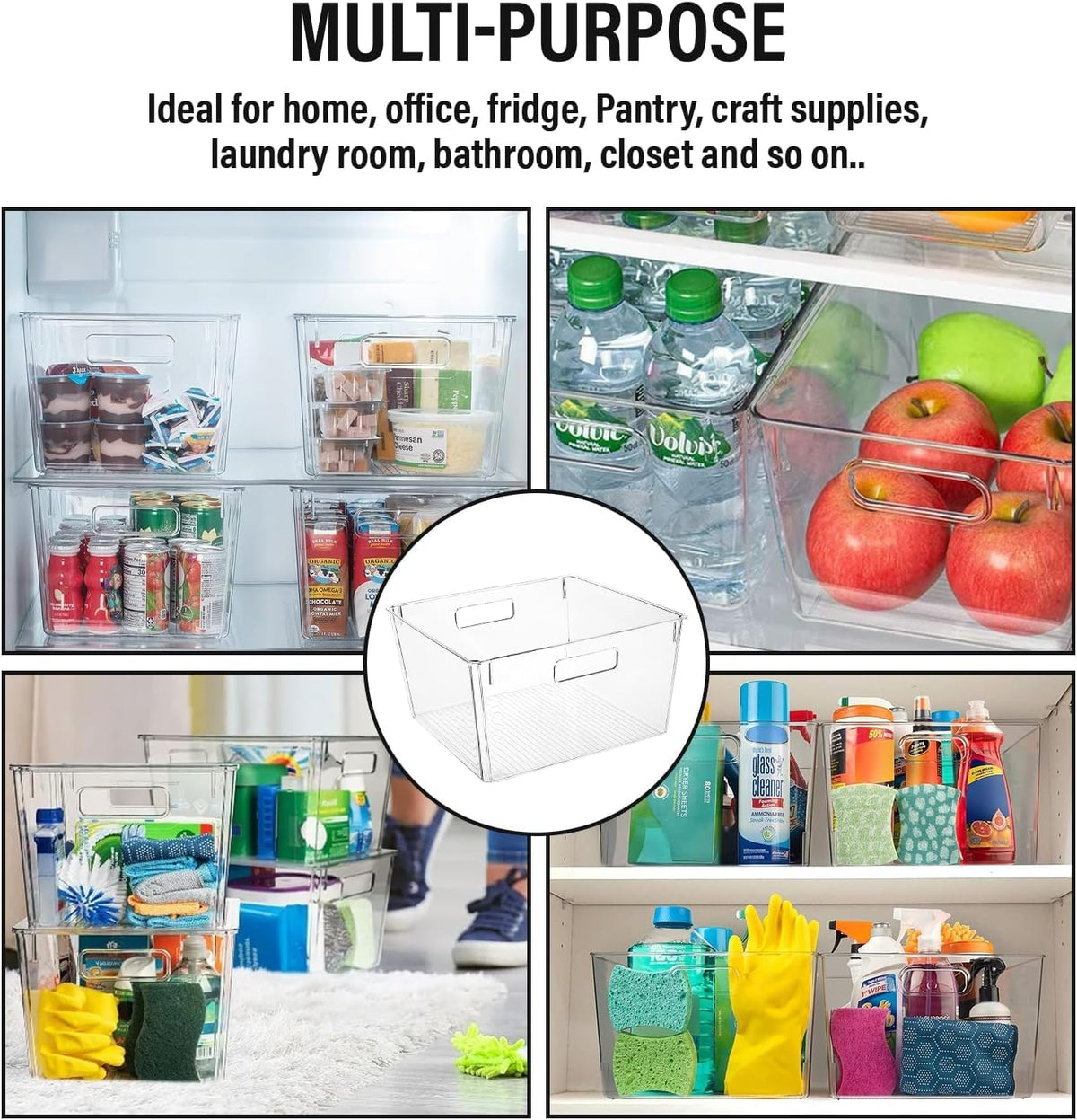 Clear Extra Large Plastic Storage Bins, Perfect for Pantry Organizers and Storage Containers Fridge