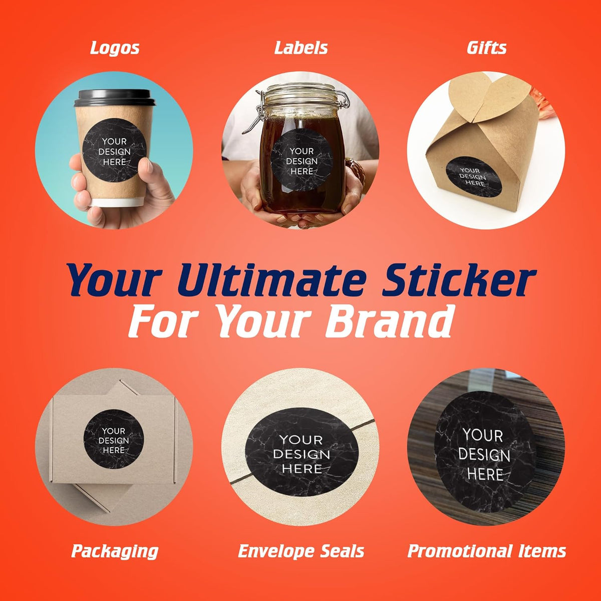 100 Custom Vinyl Stickers - Upload Your own Image, Text, Design, Logo - Personalized Logo Labels