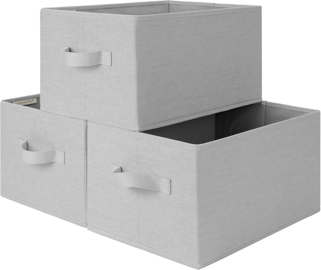 StorageWorks Storage Baskets for Shelves, Foldable Fabric Closet Storage Bins with Handles, Fabric