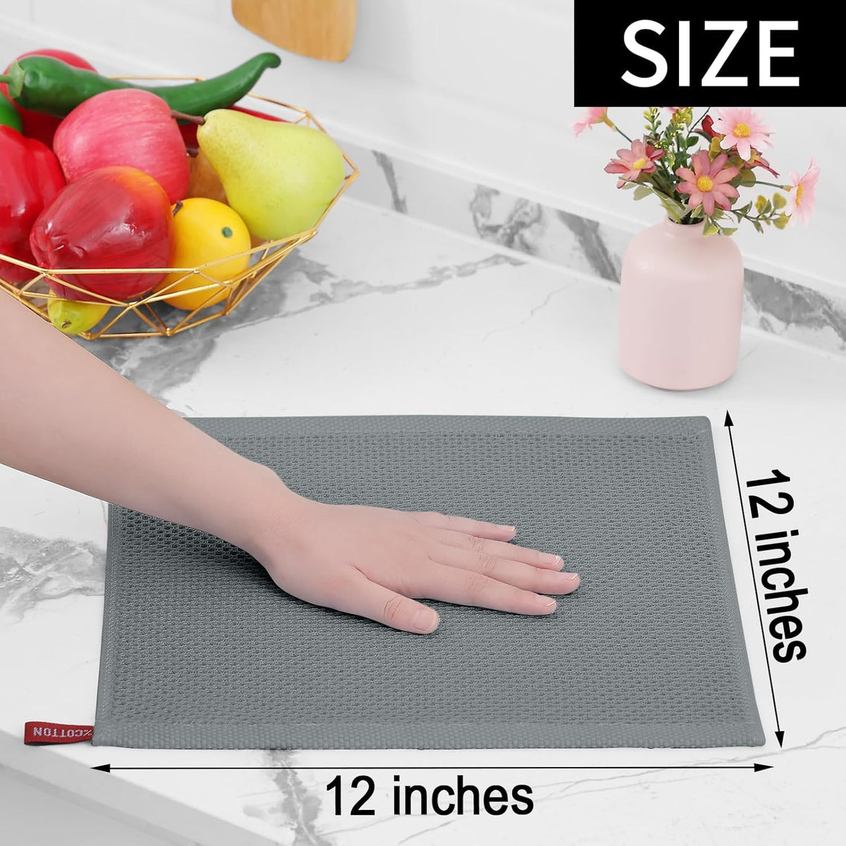 Homaxy 100% Cotton Waffle Weave Kitchen Dish Cloths, Ultra Soft Absorbent Quick Drying Dish Towels