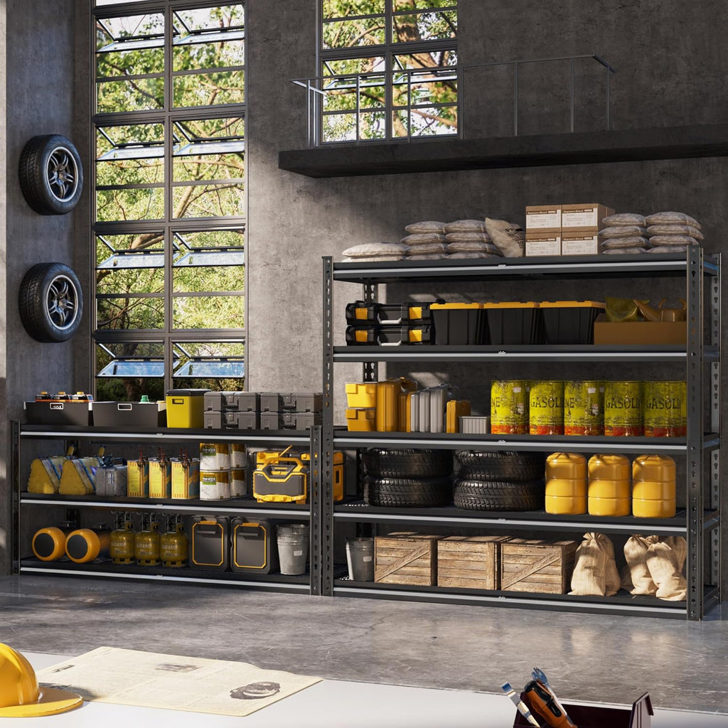 48" W Garage Shelving Heavy Duty,5-Tier Storage Shelves,3030LBS Adjustable Metal Shelving Units for