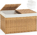 Storage Basket with Lid Wicker Baskets for Storage with 2 Separate Lid 42.3 Gallon (160 L) 29.9 x