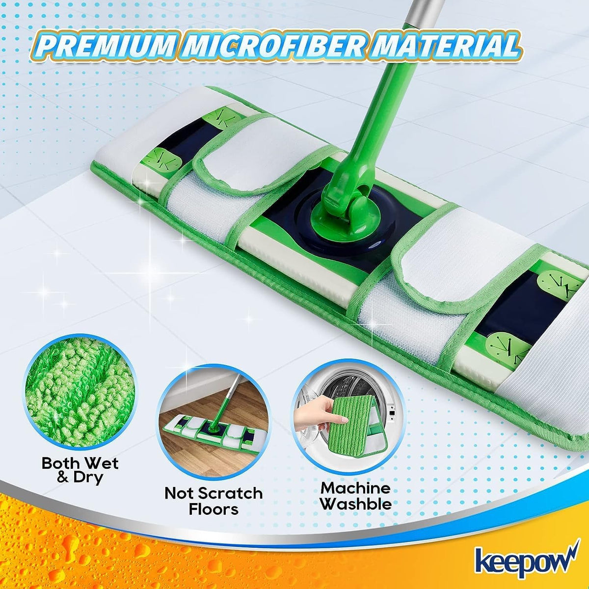 KEEPOW XL Mop Pads Compatible with Swiffer Sweeper XL, 6 Pack Wet Pads Refills Dry Sweeping Cloths