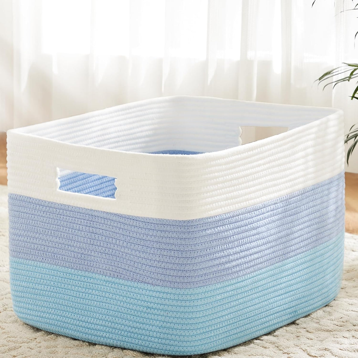 Blanket Basket,Rectangle Woven Baskets for Storage,65L Laundry Basket for Decorative Nursery