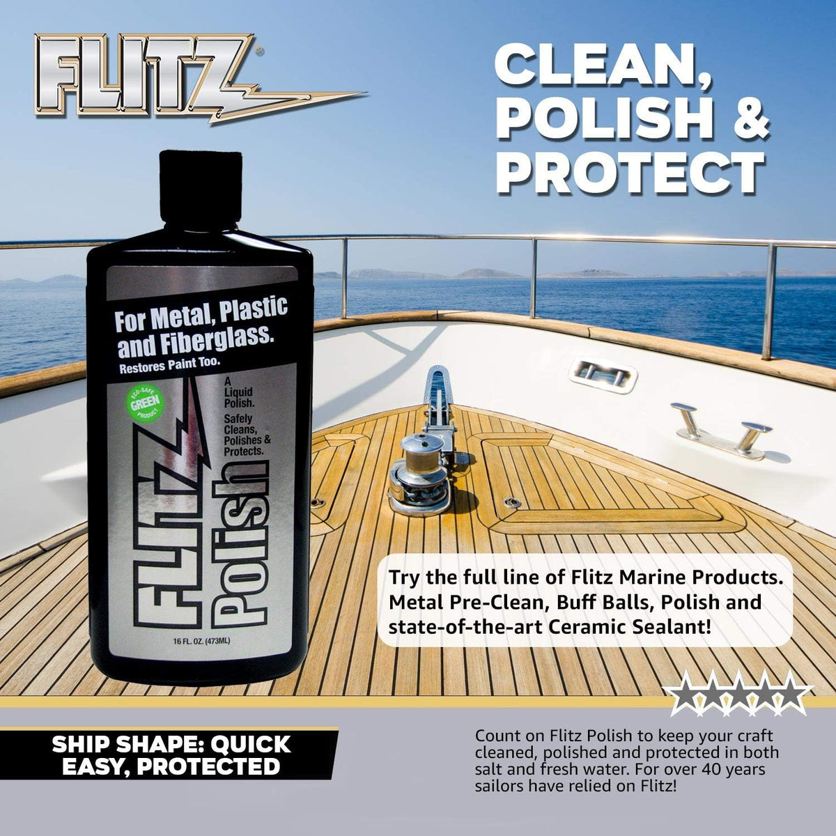 Flitz Multi Purpose Metal Polish Liquid - 16oz Bottle of USA-Made Tarnish Remover - For Aluminum