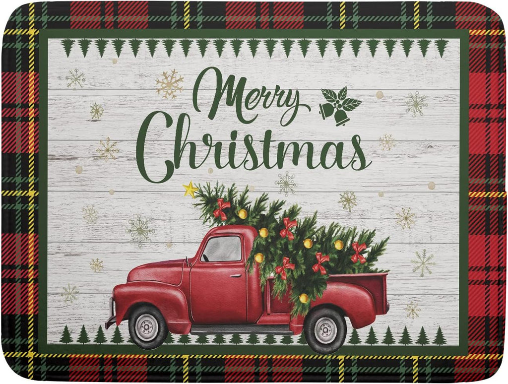Christmas Dish Drying Mat 18x24 Inch for Kitchen Counter Decor Absorbent Reversible Microfiber Red